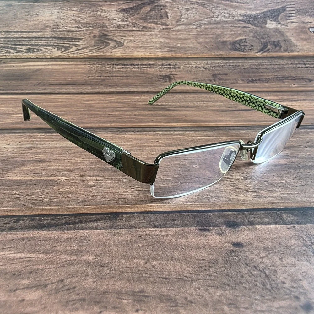 Coach Vera 232 Bottle Green Eyeglasses Semi Rimless Rectangle Heart Logo 135mm‎